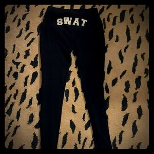 Black leggings with SWAT on butt by No Boundaries